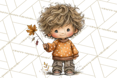Fall Kids Clipart, Cozy Autumn Children PNG Product Image 2