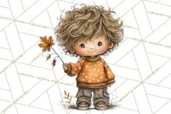 Fall Kids Clipart, Cozy Autumn Children PNG Product Image 2
