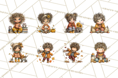 Fall Kids Clipart, Cozy Autumn Children PNG Product Image 8