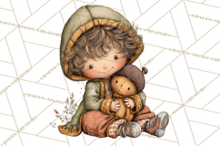 Fall Kids Clipart, Cozy Autumn Children PNG Product Image 3