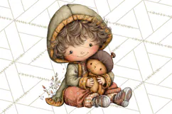 Fall Kids Clipart, Cozy Autumn Children PNG Product Image 3