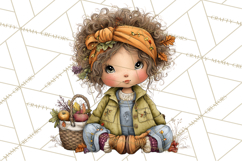 Fall Kids Clipart, Cozy Autumn Children PNG Product Image 4