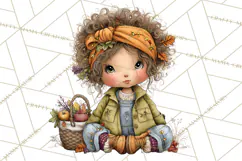 Fall Kids Clipart, Cozy Autumn Children PNG Product Image 4