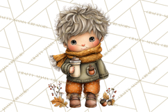 Fall Kids Clipart, Cozy Autumn Children PNG Product Image 5