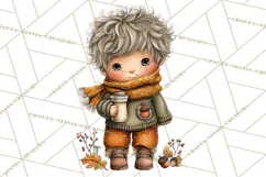 Fall Kids Clipart, Cozy Autumn Children PNG Product Image 5