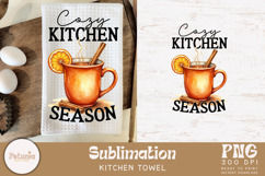 funny fall kitchen towel sublimation design being used as a farmhouse kitchen towel print
