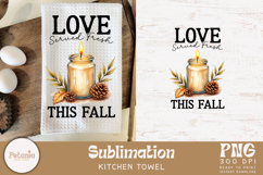 funny fall kitchen towel sublimation design being used as a farmhouse kitchen towel print