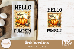 Fall sublimation PNG design printed on a kitchen towel
