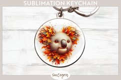 Fall Koala Animal v1 Round Keychain Sublimation Product Image 1