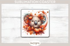 Fall Koala Animal v2 Square Coaster Sublimation Product Image 1