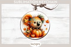 Fall Koala Animal v4 Round Keychain Sublimation Product Image 1