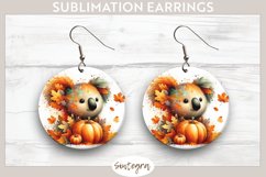 Fall Koala Animal v4 Round Earrings Sublimation Product Image 1