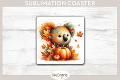Fall Koala Animal v4 Square Coaster Sublimation Product Image 1