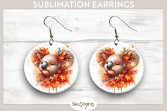 Fall Koala Animal v5 Round Earrings Sublimation Product Image 1