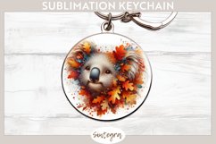 Fall Koala Animal v6 Round Keychain Sublimation Product Image 1