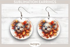 Fall Koala Animal v6 Round Earrings Sublimation Product Image 1