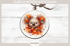 Fall Koala Animal v7 Round Keychain Sublimation Product Image 1