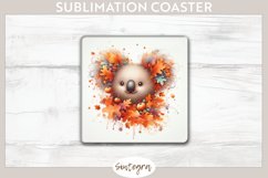 Fall Koala Animal v7 Square Coaster Sublimation Product Image 1
