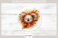 Fall Koala Animal v8 Round Coaster Sublimation Product Image 1