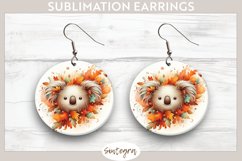 Fall Koala Animal v8 Round Earrings Sublimation Product Image 1