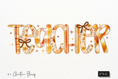 Preppy Floral Fall Teacher PNG Product Image 2