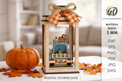 3D Fall Lantern Decor Laser Cut. Standing Decor SVG Product Image 1