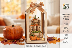3D Fall Lantern Decor Laser Cut. Standing Decor SVG Product Image 1