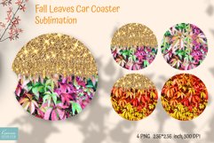 Gold Glitter Fall Leaves PNG For Car Coaster Sublimation Product Image 1