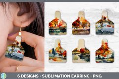 Bundle of six Fall Leaves cow tag earrings sublimation designs.