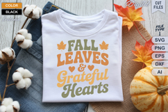 Fall Leaves &amp; Grateful Hearts SVG File | Fall Retro SVG Product Image 1