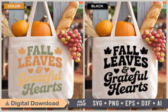 Fall Leaves &amp; Grateful Hearts SVG File | Fall Retro SVG Product Image 2