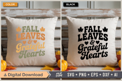 Fall Leaves &amp; Grateful Hearts SVG File | Fall Retro SVG Product Image 3