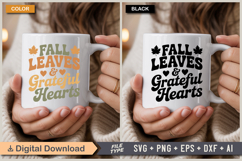 Fall Leaves &amp; Grateful Hearts SVG File | Fall Retro SVG Product Image 4