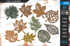Fall Leaves Laser Cut Bundle|Autumn Symbol|Wooden Leaves SVG Product Image 1