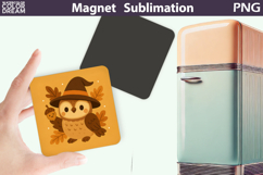Owl with Acorn Print| Fall Magnet Sublimation Product Image 1