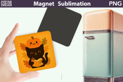 Black Cat Reading Clipart | Fall Magnet Sublimation Product Image 1