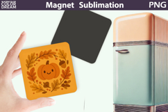 Pumpkin Leaf Wreath Print | Fall Magnet Sublimation Product Image 1