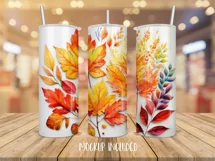 PuFall Leaves Tumbler Wrap, 20 oz tumbler wrap, Fall Leaves  Tumbler Wrap, Pumpkin Png