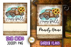 Fall Leopard Vintage Truck Garden Flag PNG Product Image 1