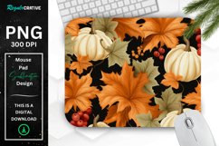 Fall Maple Leaves and Pumpkins Pattern Mouse Pad Product Image 1