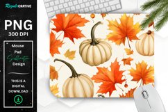 Fall Maple Leaves and Pumpkins Pattern Mouse Pad Product Image 1