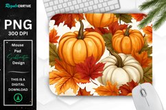 Fall Maple Leaves and Pumpkins Pattern Mouse Pad Product Image 1