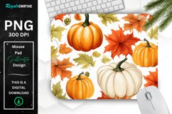 Fall Maple Leaves and Pumpkins Pattern Mouse Pad Product Image 1