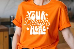 Fall Orange Bella Canvas 3001 Mockup, Orange T-shirt Mock Up Product Image 1