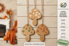 Fall Ornaments Laser Cut. Wall Hanger. Mushrooms SVG Product Image 1