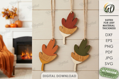 Fall Ornaments Laser Cut. Wall Hanger. Leaves SVG Product Image 1