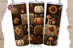 Farmhouse Fall Patchwork Tumbler Wrap PNG Product Image 2