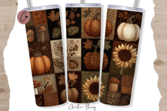 Farmhouse Fall Patchwork Tumbler Wrap PNG Product Image 3