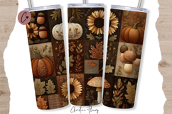 Farmhouse Fall Patchwork Tumbler Wrap PNG Product Image 4
