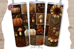 Farmhouse Fall Patchwork Tumbler Wrap PNG Product Image 5